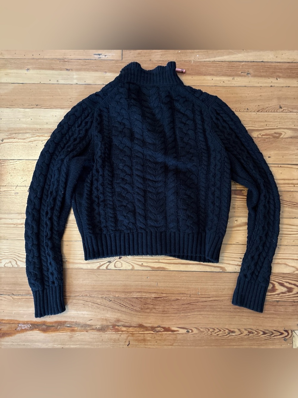 J. Crew Womens Cable Knit Ruffle Neck Cardigan Sweater Size XL Lambswool Classic - Picture 4 of 5